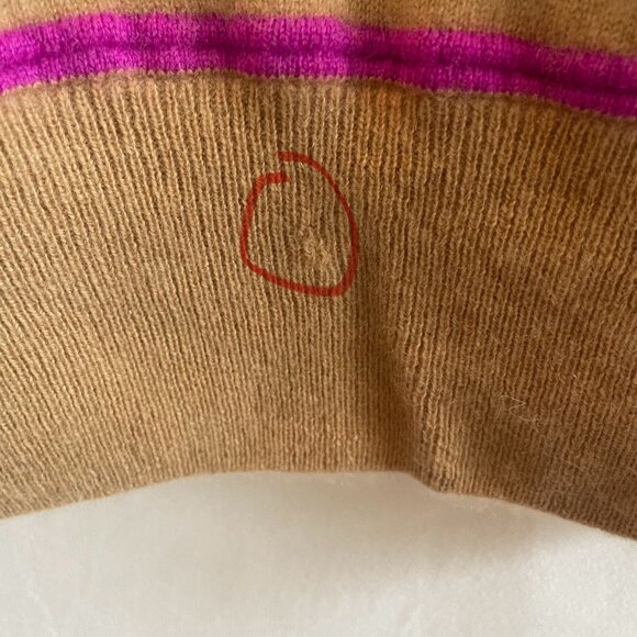 Banana Republic Striped 100% Cashmere Crew Neck Sweater Small Camel Brown - Picture 10 of 10